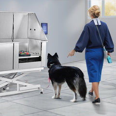 VEVOR 50" Pet Dog Bathing Station Electric Height Adjustment, Professional Stainless Steel Dog Grooming Tub w/ Soap Box, Faucet,Rich Accessory,Bathtub for Multiple Pets, Washing Sink for Home(Right)-Grooming Tub-VEVOR