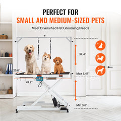 VEVOR 50" Electric Pet Grooming Table, Heavy Duty Dog Grooming Arm for Large Dogs, Height Adjustable Dog Grooming Station, Anti Slip Tabletop/Dog Grooming Station, Max Bearing 400LBS-Grooming Table-VEVOR